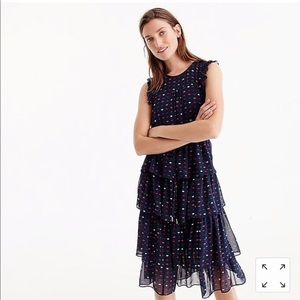 J. Crew Tiered Silk Dress in Lip Print